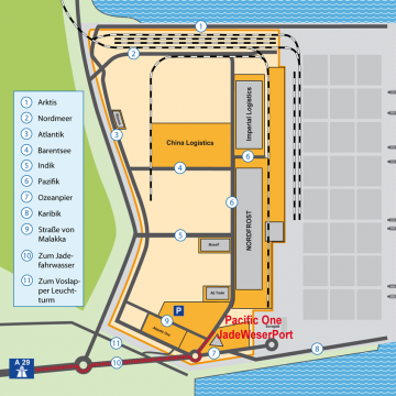 Anfahrtskarte zum JadeWeserPort